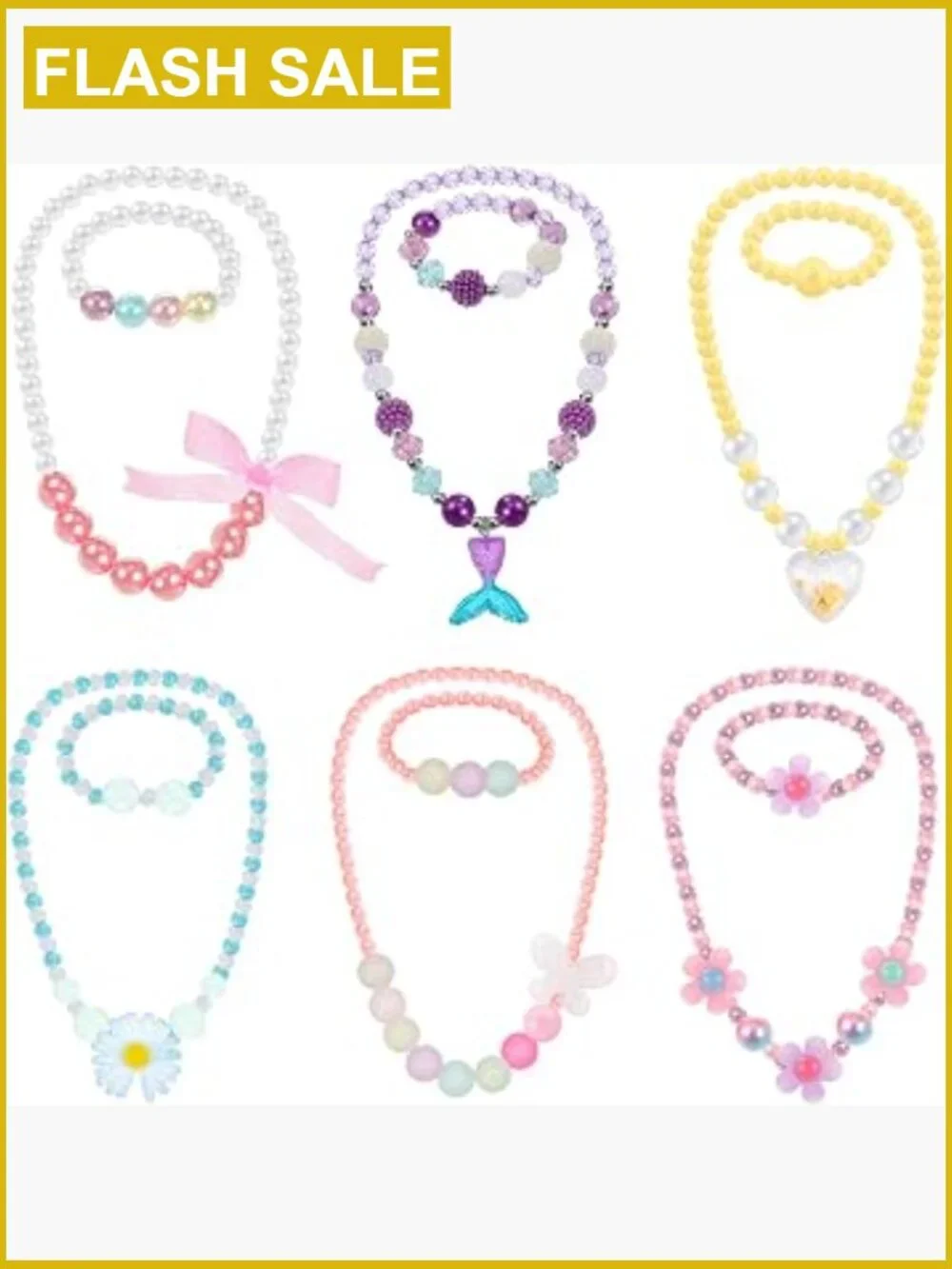 Toddler Jewelry Set - 6 Necklaces & 6 Bracelets Dress Up Costume Accessories
